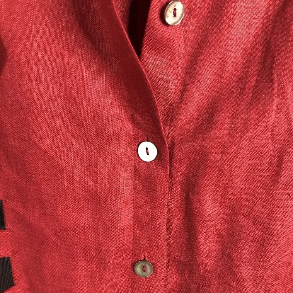 Cottage Clothing Company Top Women Large Red 100% Linen Artsy Airy Lagenlook - Picture 8 of 11